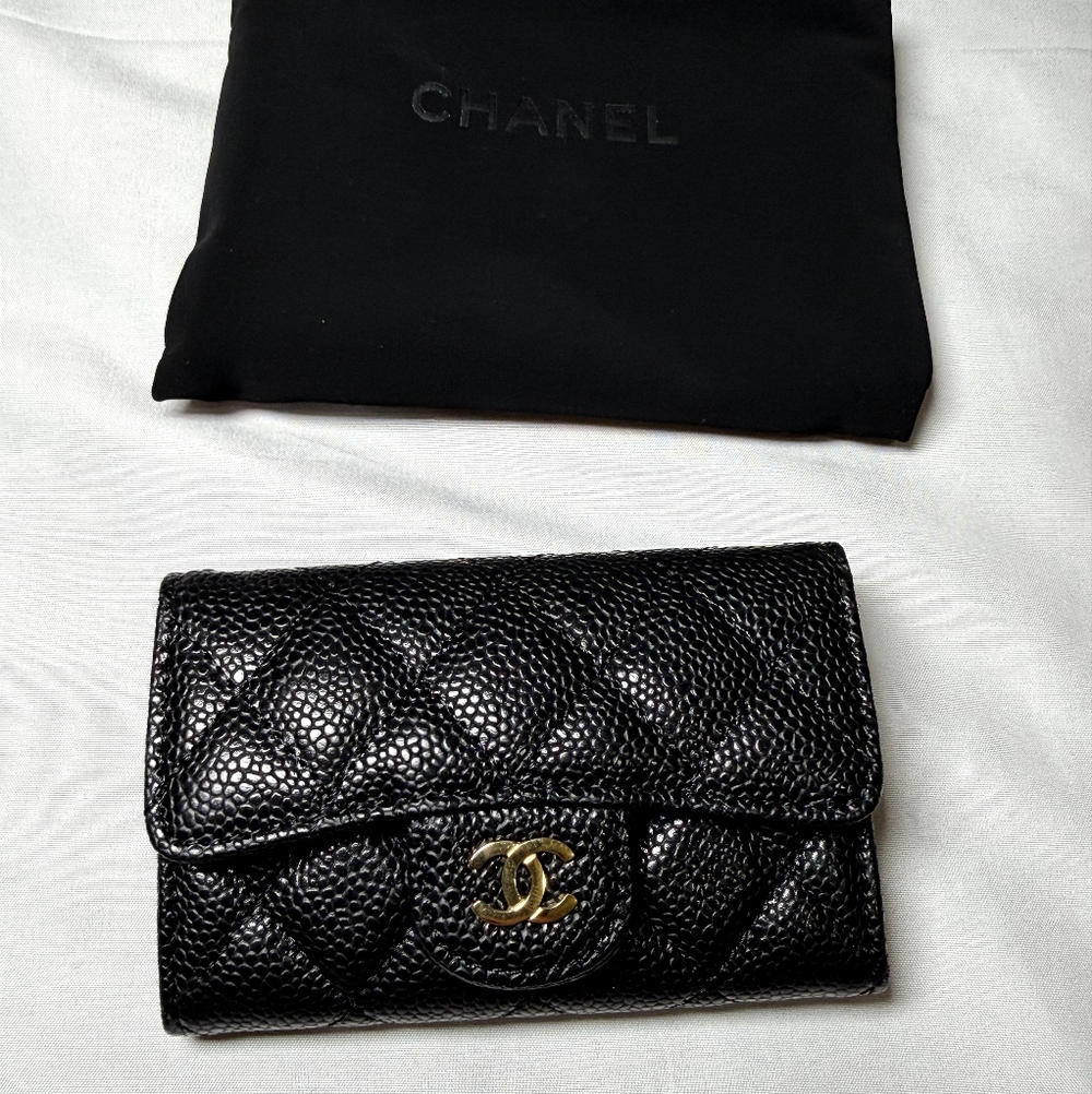 Chanel Black Quilted Leather Wallet